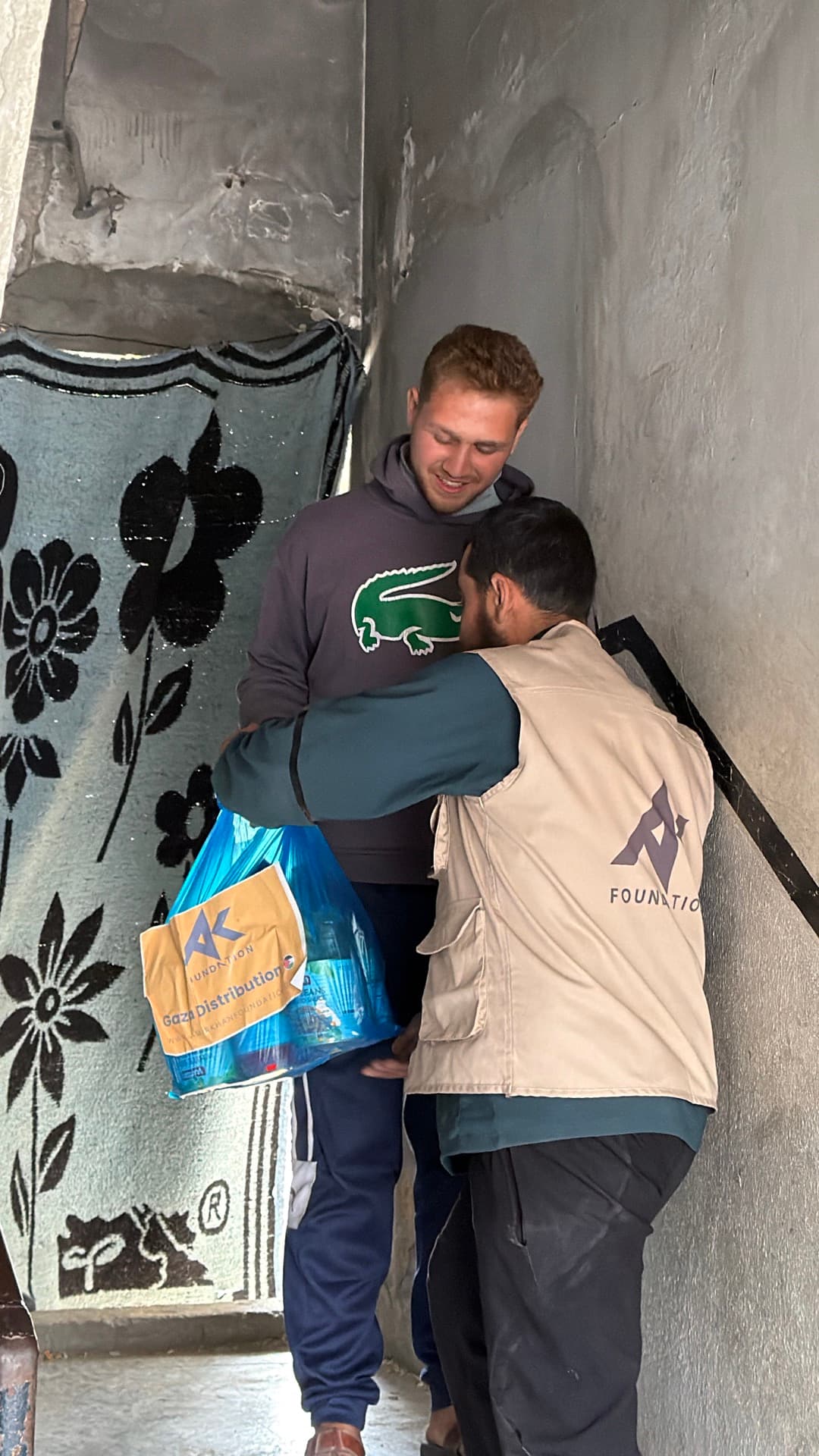 AKF aid workers coordinating food pack delivery in Gaza
