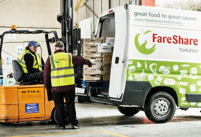 Food distribution in progress